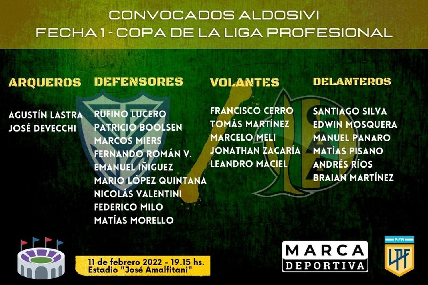 Aldosivi viajó para su estreno en la Copa de la Liga Profesional sin Cauteruccio