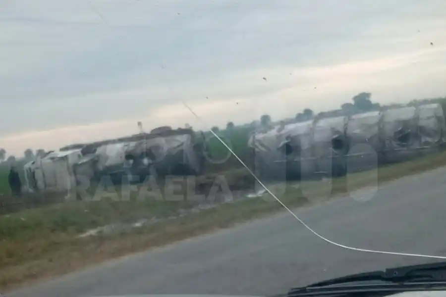 Impresionante vuelco en la región: un camión de leche terminó fuera de la calzada