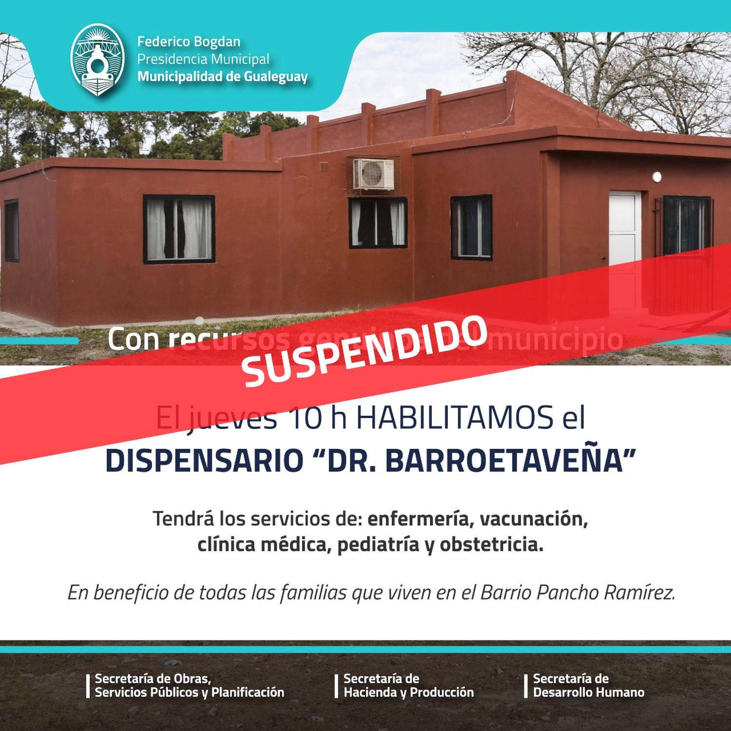 Se suspendió la reapertura del Dispensario Municipal