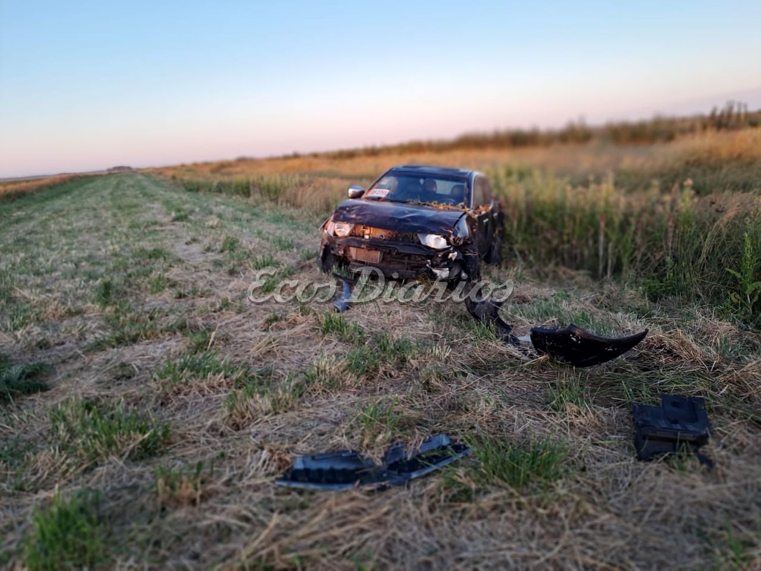 Camioneta accidentada en ruta 228