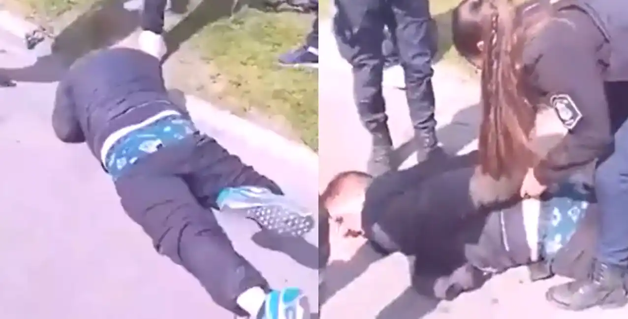 Le sacaron el arma y le pegaron patadas en el suelo.