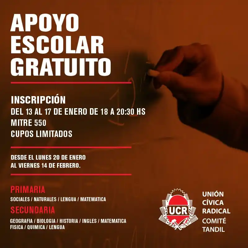 Apoyo escolar gratuito en el Comité local de la UCR | La Ciudad