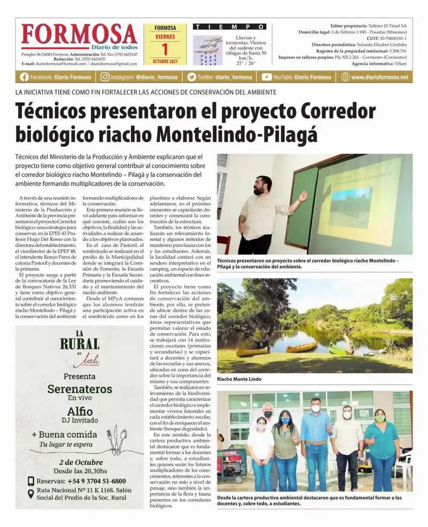 Tapa y Contratapa 1 de octubre de 2021