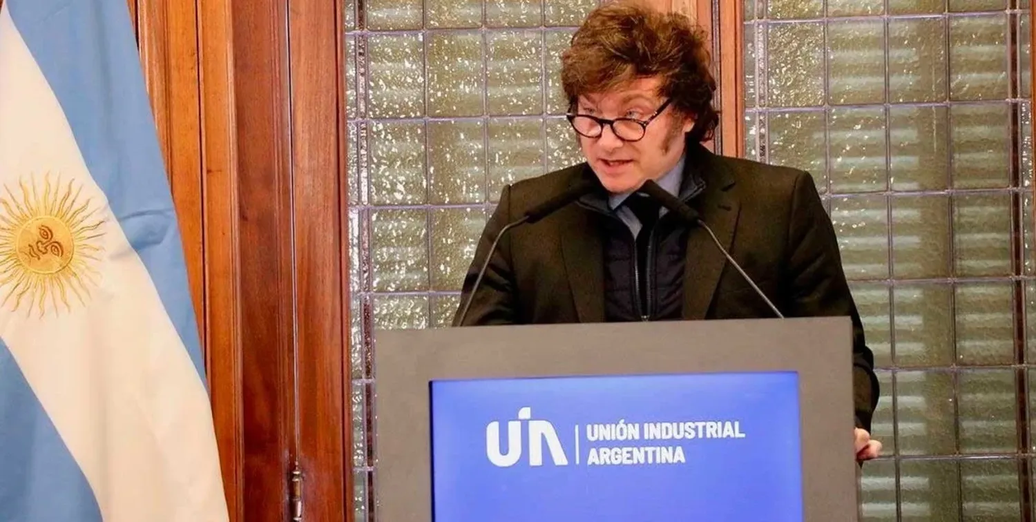 El presidente Milei participó del acto en la Unión Industrial Argentina.