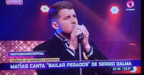 El cantante sampedrino Matías Márzico, con Laurita Fernández en Bienvenidos a ganar