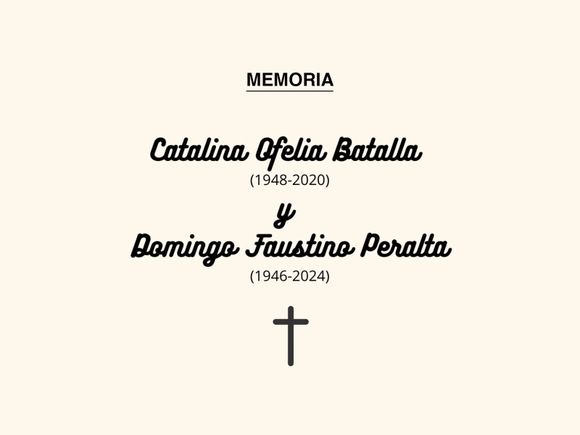 Familiares de Catalina Batalla y Domingo Peralta invitan a misa por su memoria