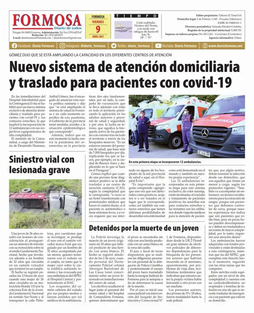 Tapa y Contratapa 9 de abril de 2021