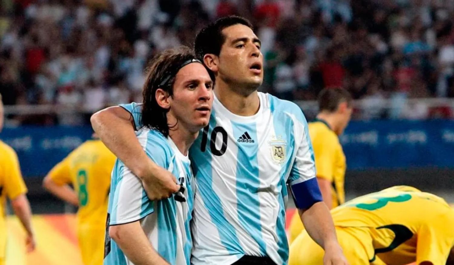 Messi y Riquelme durante los JJOO de Beijing 2008.