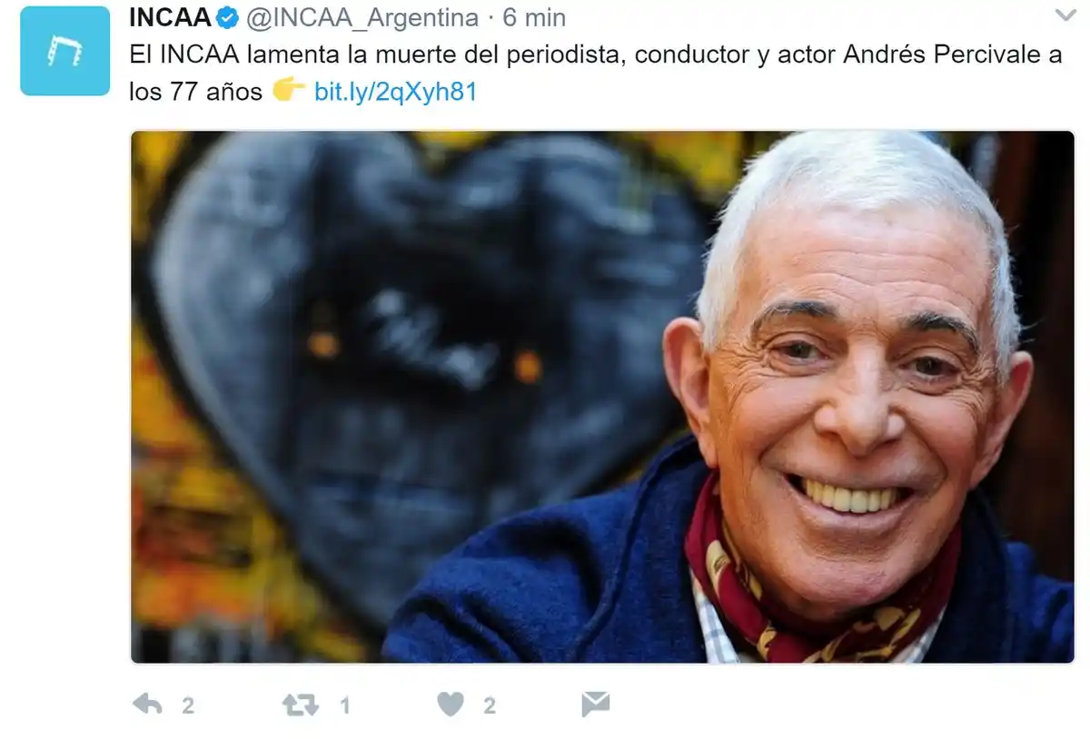 Bochorno: el INCAA confundió a Andrés Percivale con Carlitos Perciavalle