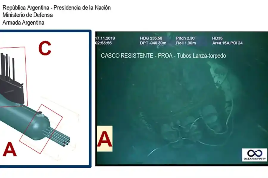 La vela, de chapa naval y forma hidrodinámica se construye para protección de los mástiles y la garita de escape. En la imagen está desprendida del casco resistente e inclinada a 90° hacia la banda de babor, la izquierda del submarino