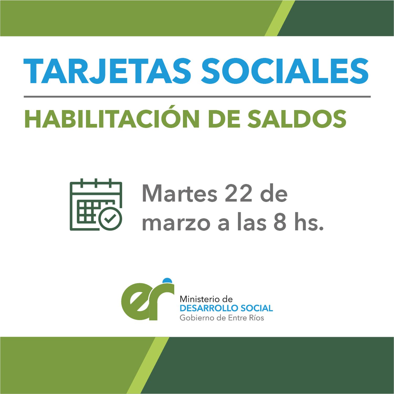 Este martes se acreditan las tarjetas sociales