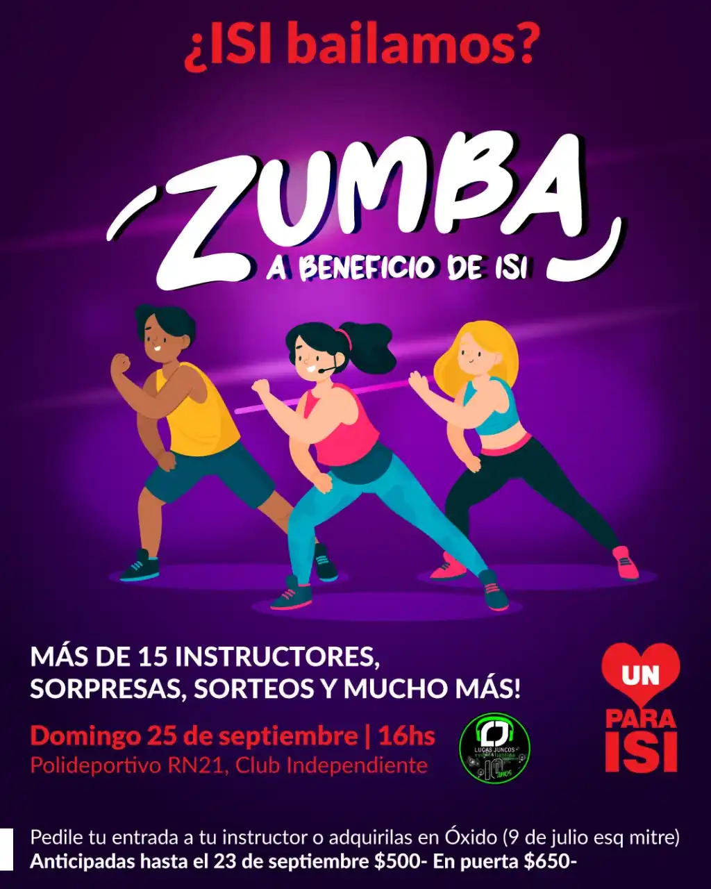 Junto con 14 instructores se realizará una clase de Zumba a beneficio de Isi