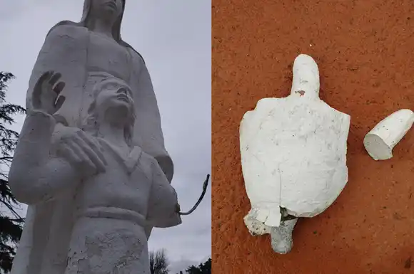 Repudio en la región por vandalismo a la estatua de la Virgen de la Esperanza
