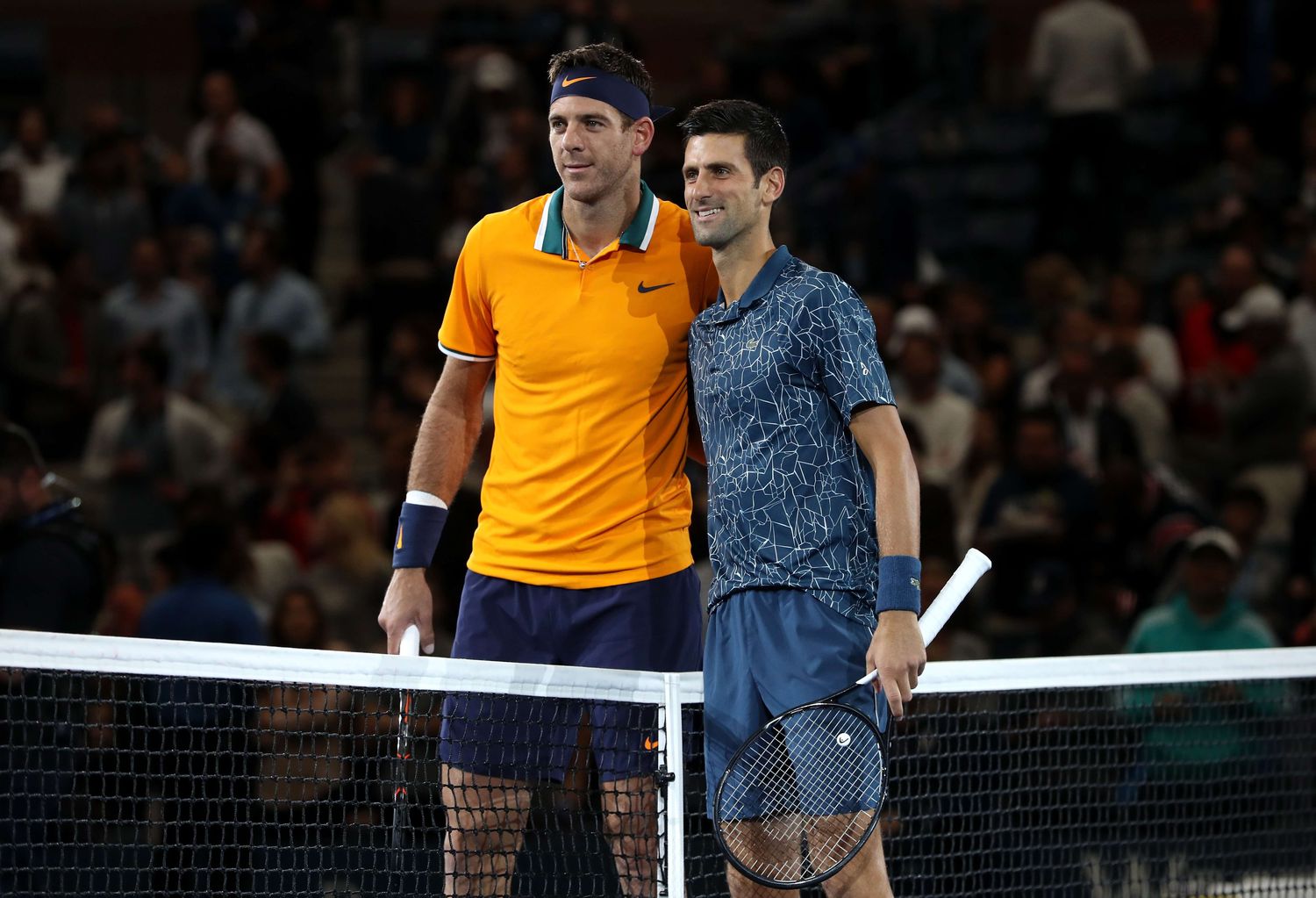 Del Potro, con Djokovic, en la previa de la final del US Open.