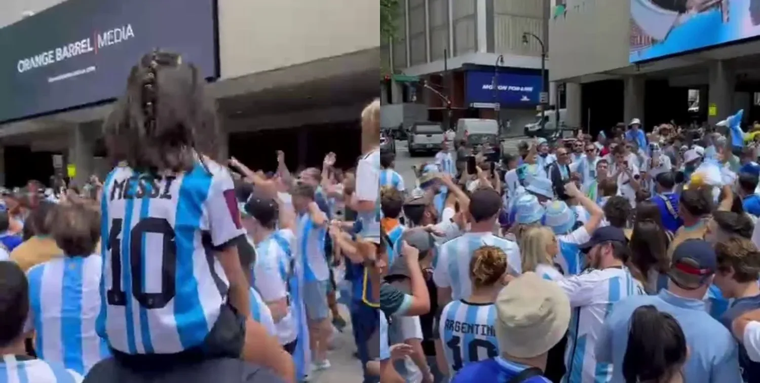 El downtown (o sea el centro de la ciudad), se vio desbordada de argentinos desde el día previo al partido.