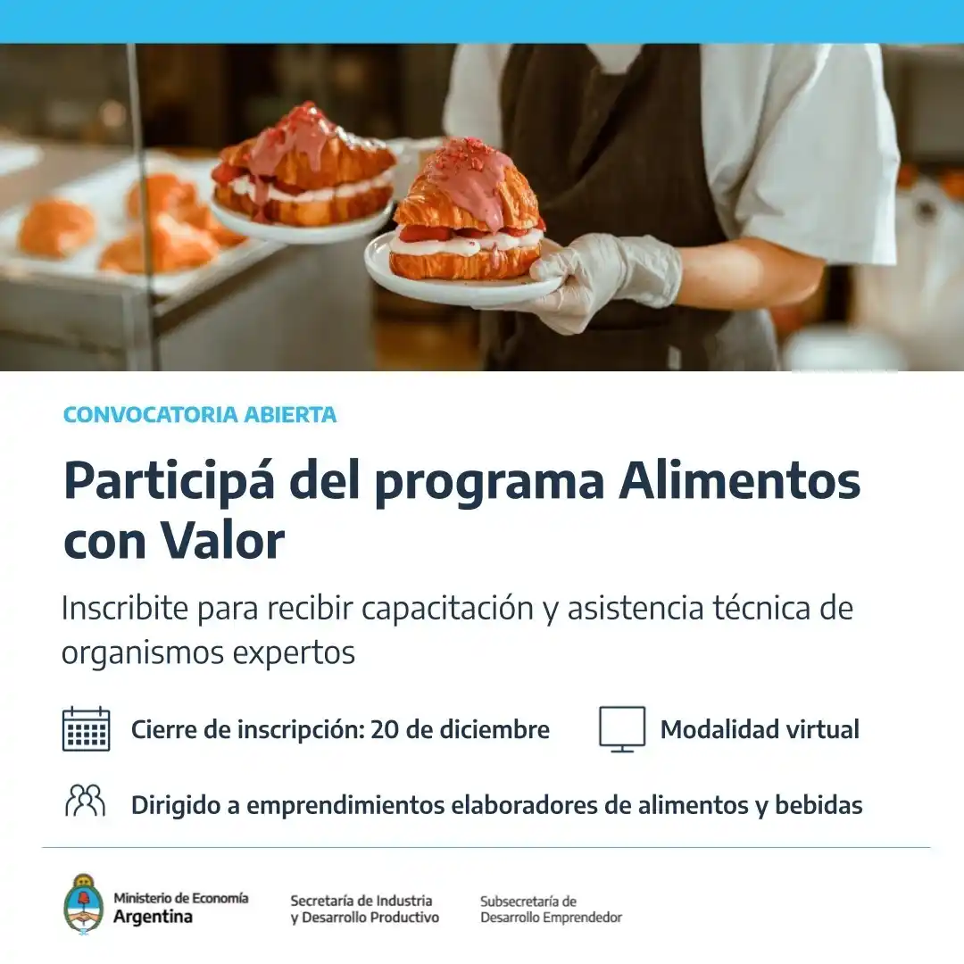 Convocan a participar del programa Alimentos con Valor