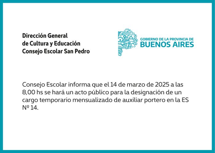 Consejo Escolar - Designación de cargo temporario.