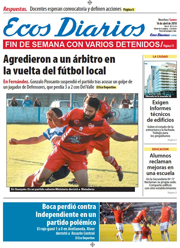 Tapa del 16 de abril de 2018