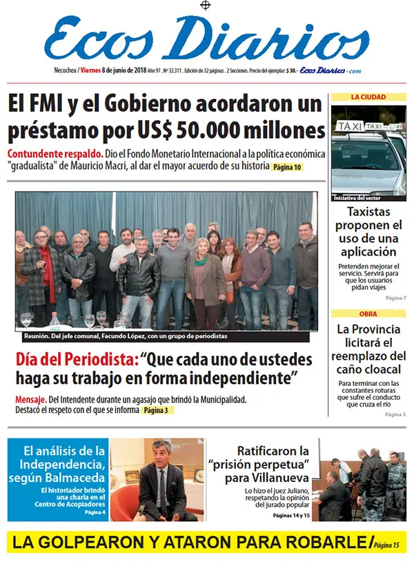Tapa del 8 de junio de 2018