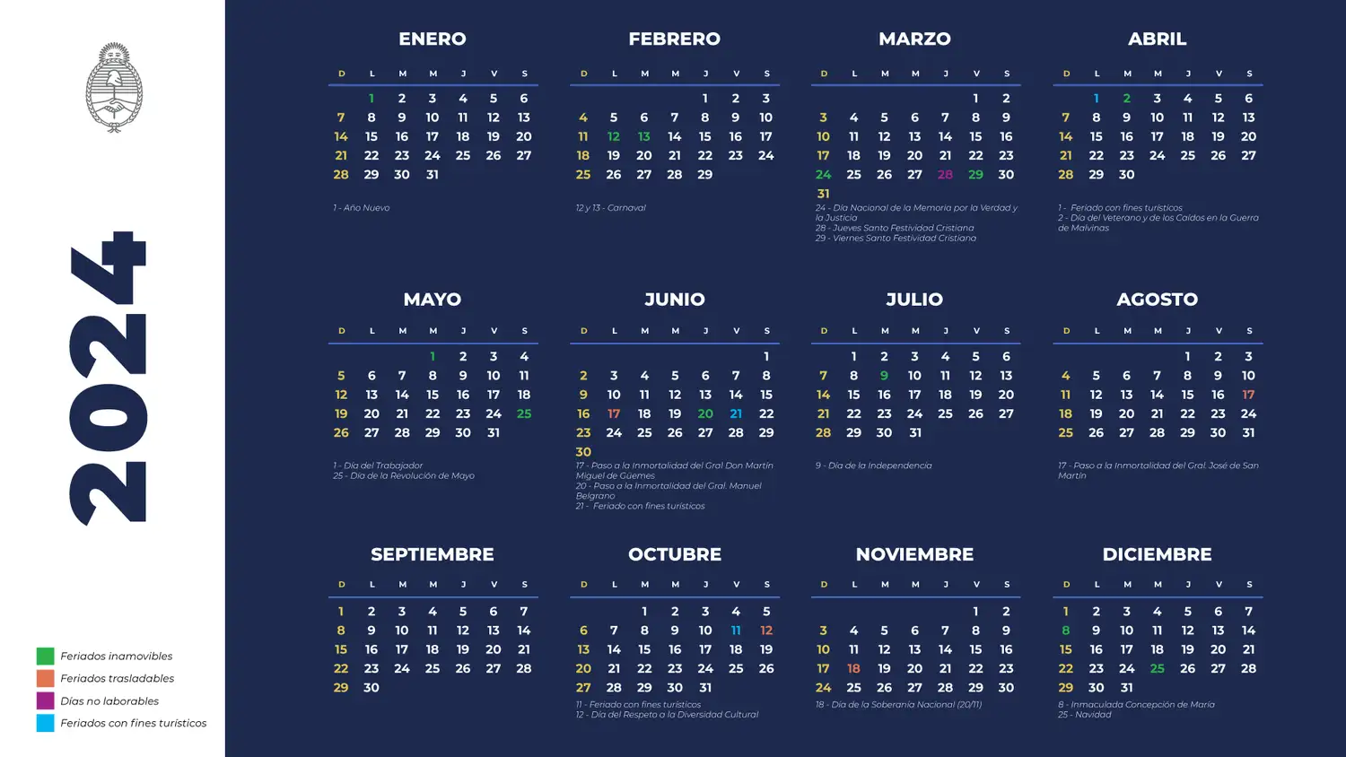 Calendario de feriados 2024: Un año con oportunidades para el turismo