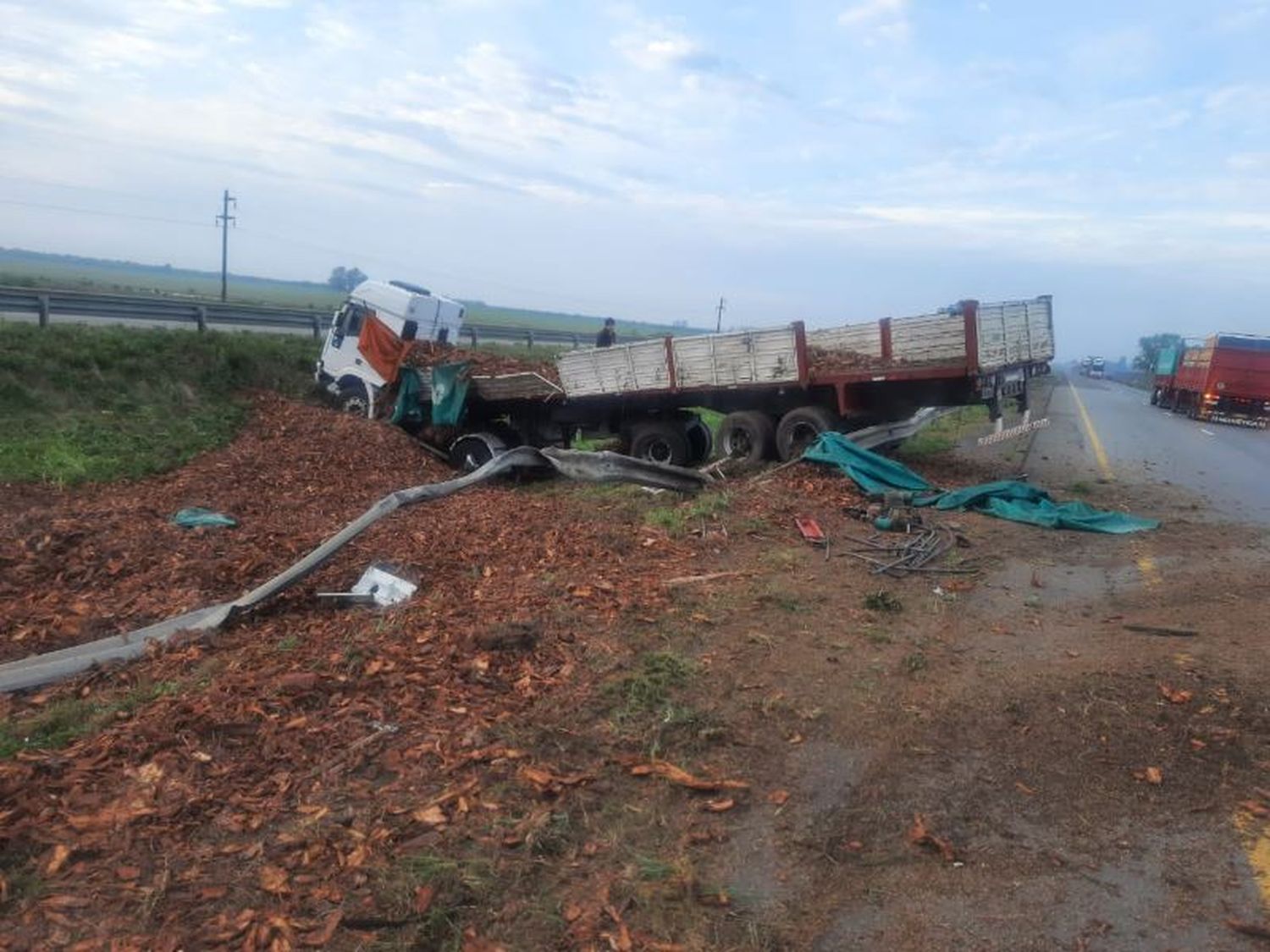 Despistó un camión en Ruta 14: terminó en el cantero central