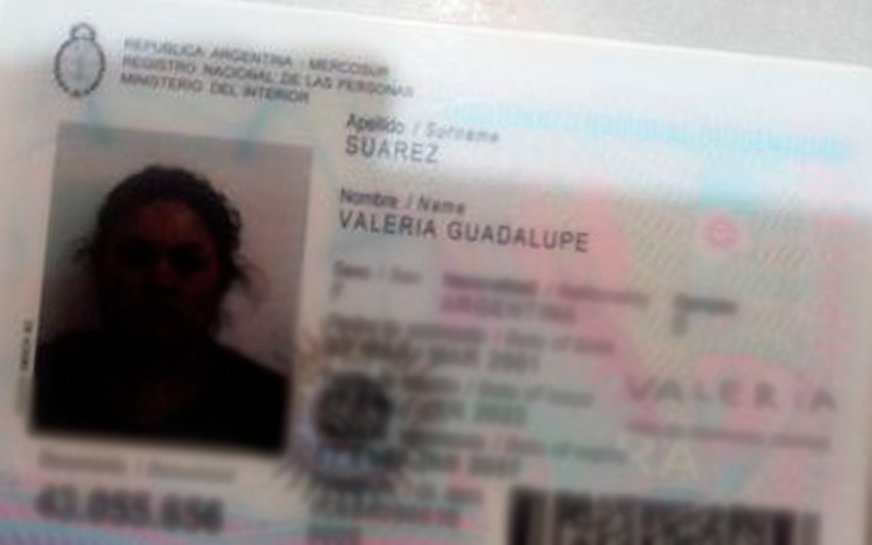 Encontraron el DNI de Valeria