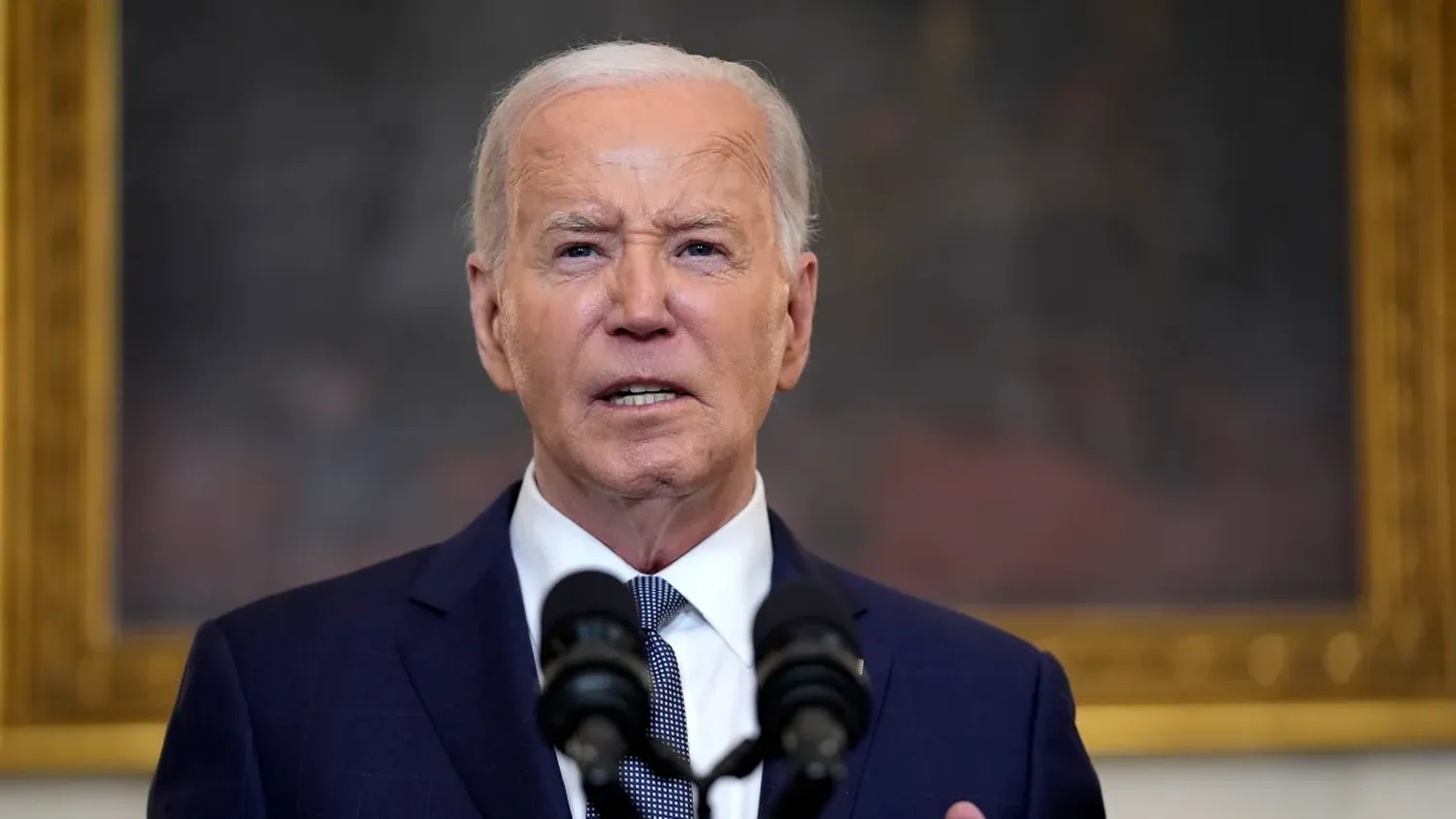 President Joe Biden delivers remarks on the Middle East, from the State Dining Room of the White House, on Friday, May 31, in Washington, DC.