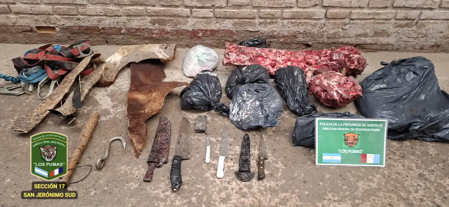 Operativo por abigeato en Roldán: secuestraron carne, herramientas y otros elementos ilícitos