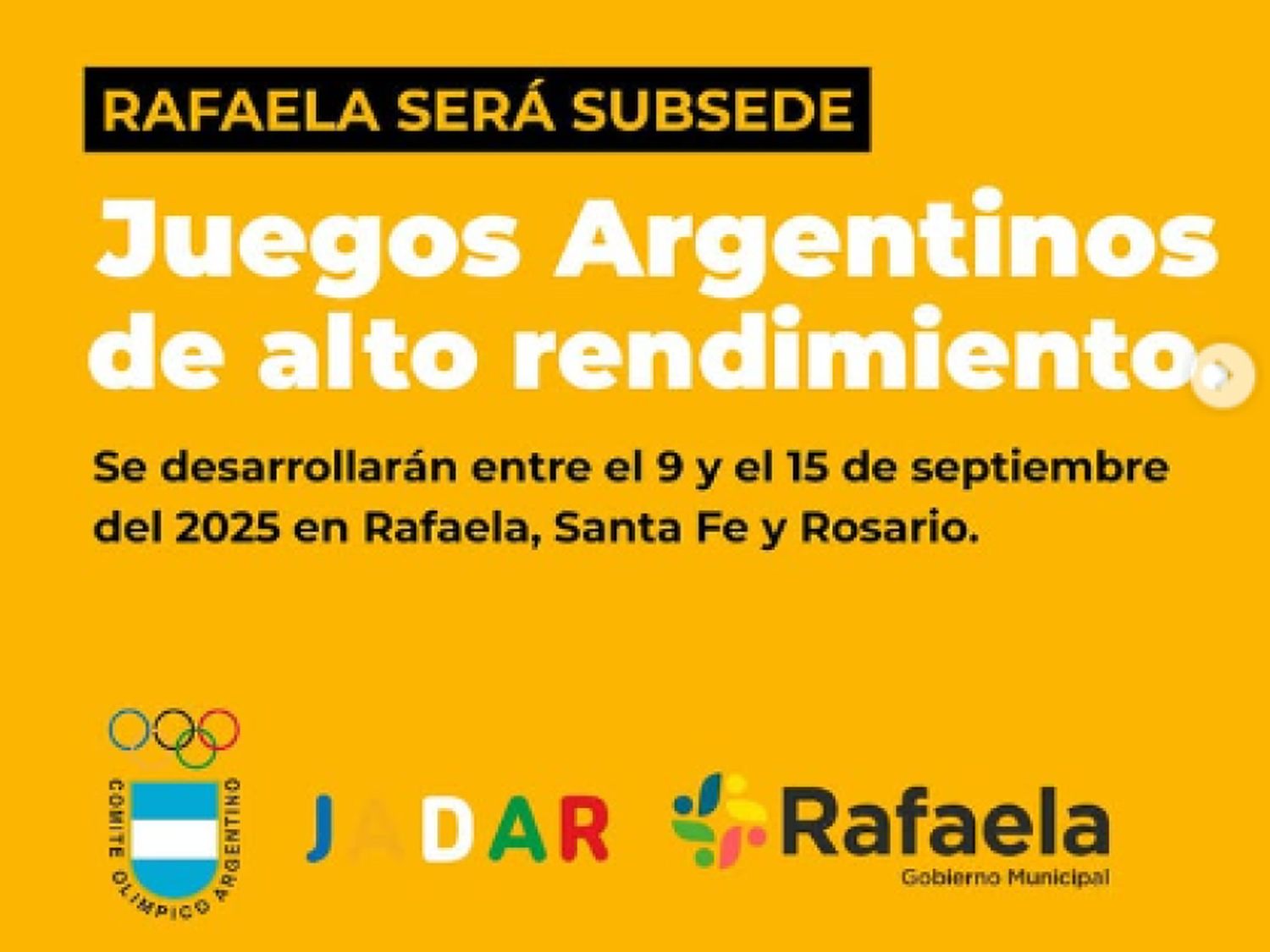 Rafaela será una de las subsedes de los Juegos Argentinos de Alto Rendimiento 2025