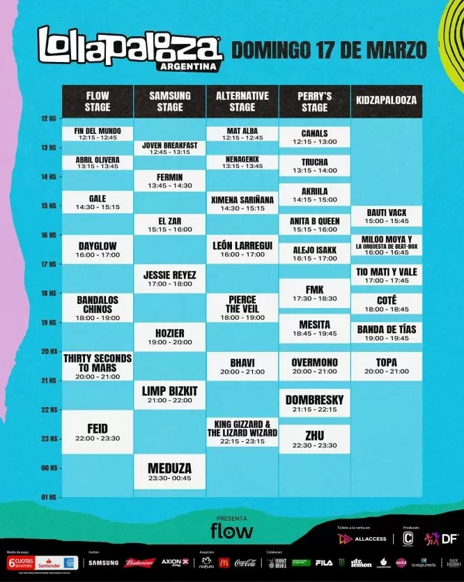 horarios domingo lolla