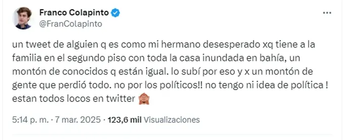 Descargo de Franco Colapinto