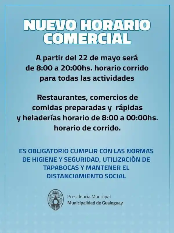 Una ciudad entrerriana extendió el horario de comercio hasta las 20 horas
