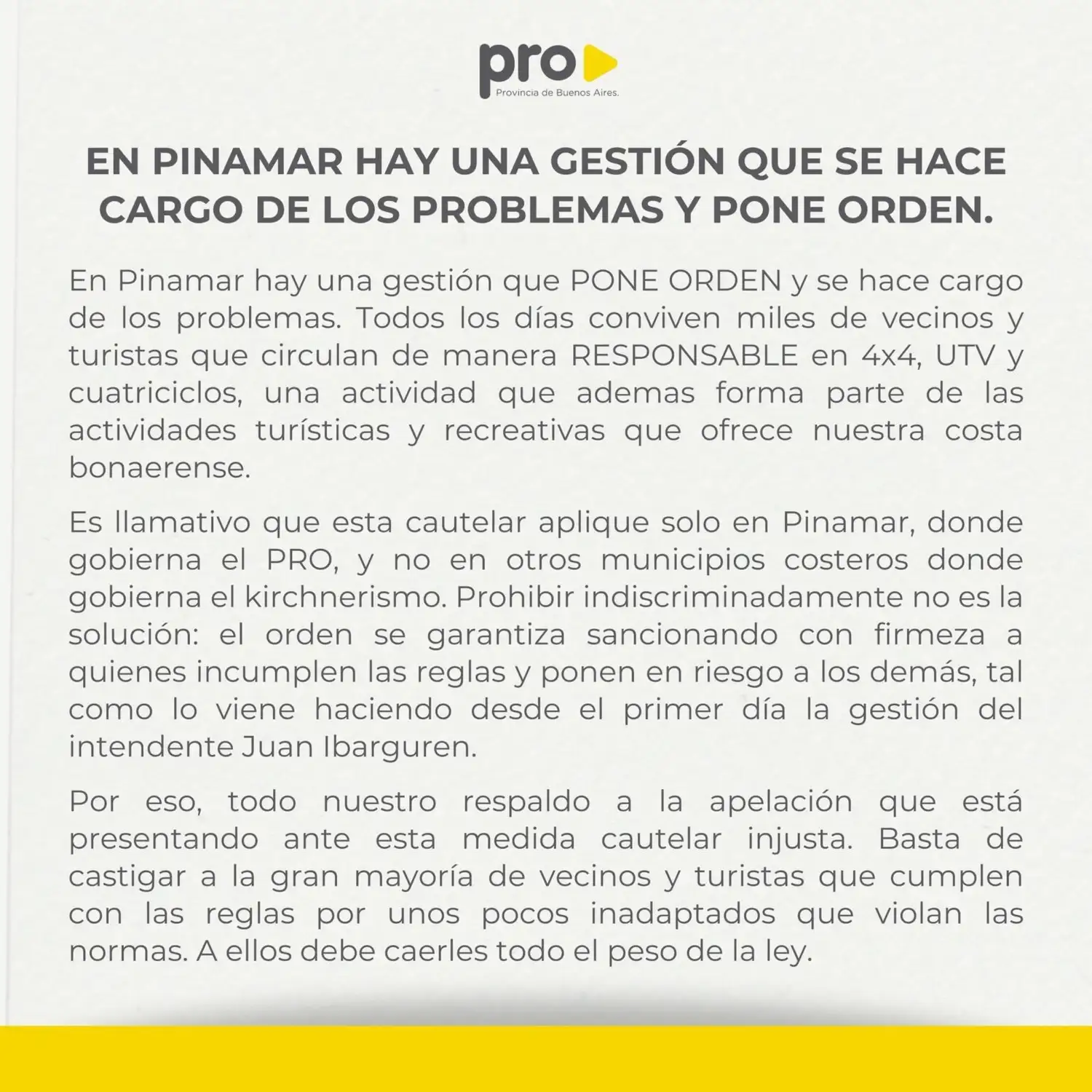 comunicado pro cuatriciclos