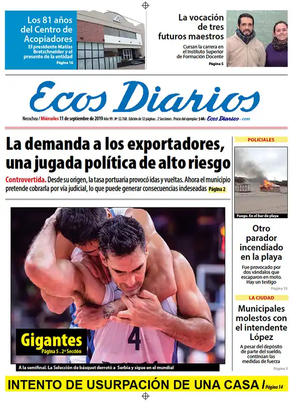 Tapa del 11 de septiembre de 2019