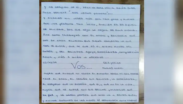 De una alumna para Noemí, una profe ejemplar