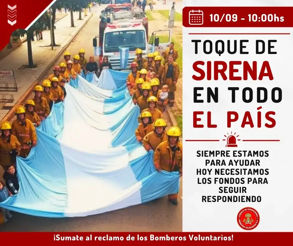 “Necesitamos los fondos para seguir respondiendo”: Bomberos Voluntarios realizarán un sirenazo nacional