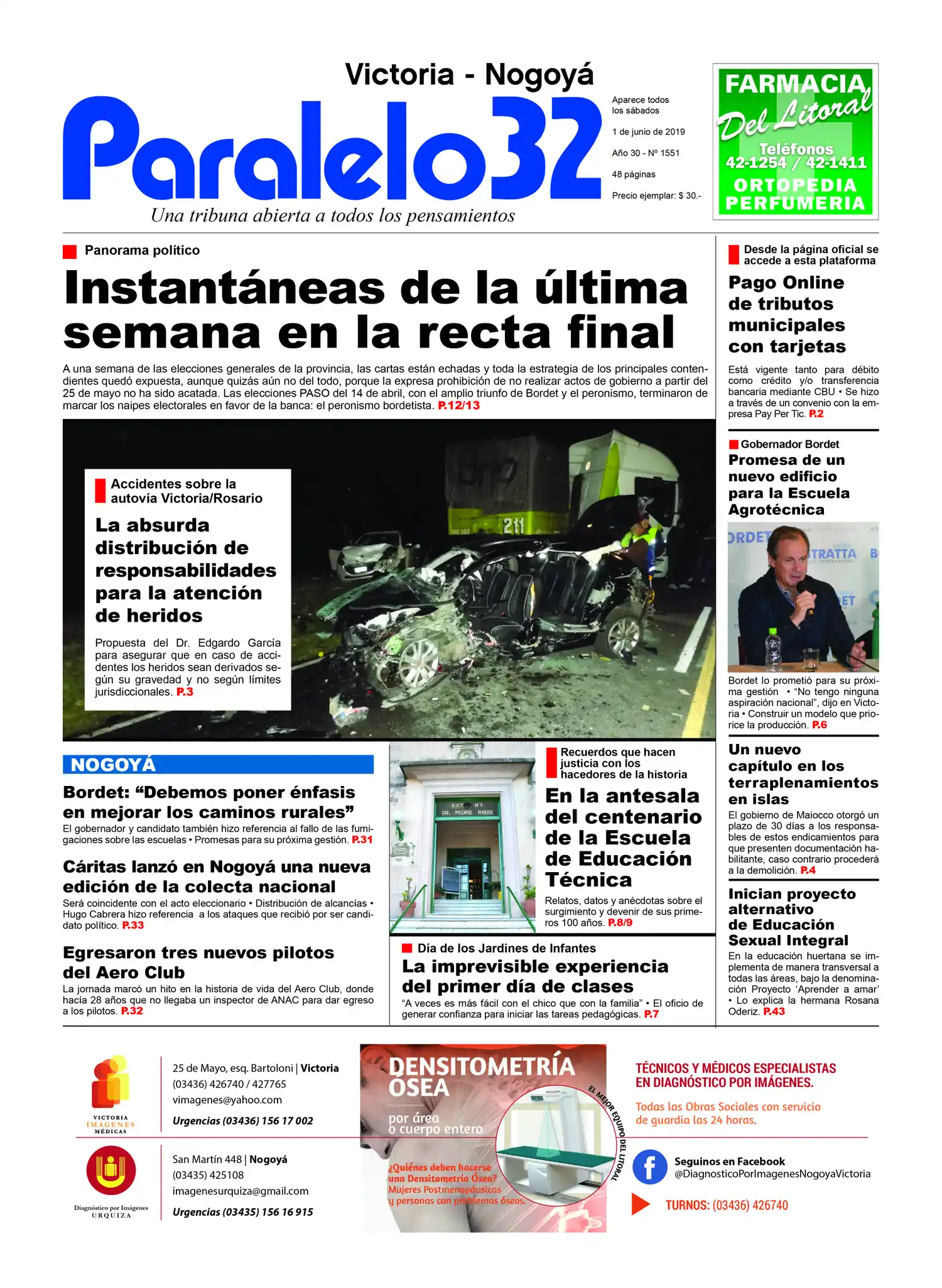 Tapa Paralelo 32 edición Victoria-Nogoyá sábado 1 de junio