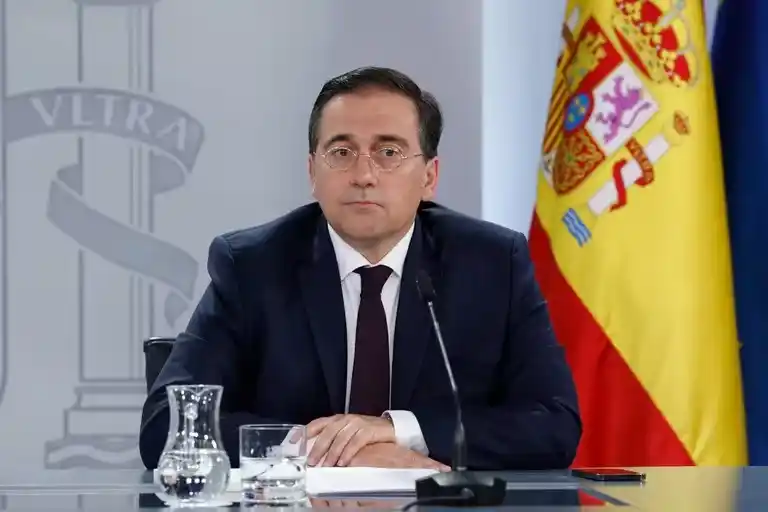 José Manuel Albares, ministro de Asuntos Exteriores, este martes en rueda de prensa tras el Consejo de Ministros.