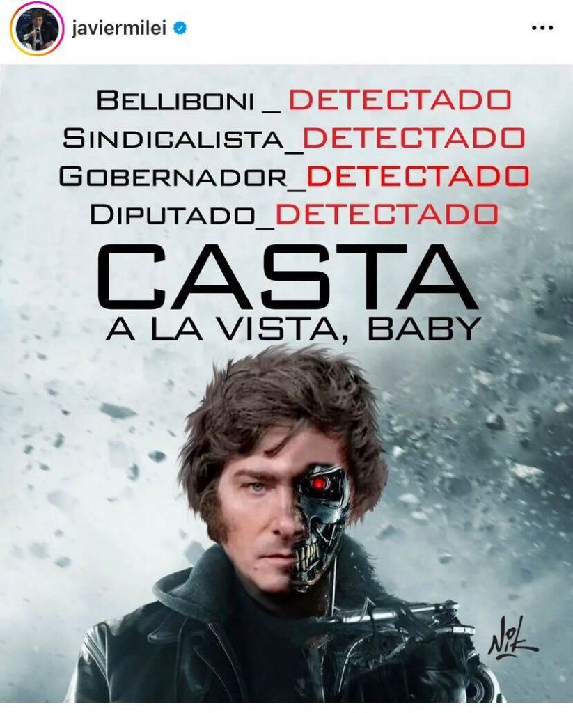 Belliboni denuncia penalmente a Milei por el meme de Terminator