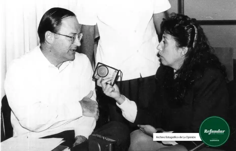 El Dr. Rodolfo Krebs en entrevista con Lilí Berardi en la década del 90. Foto: Archivo La Opinión.