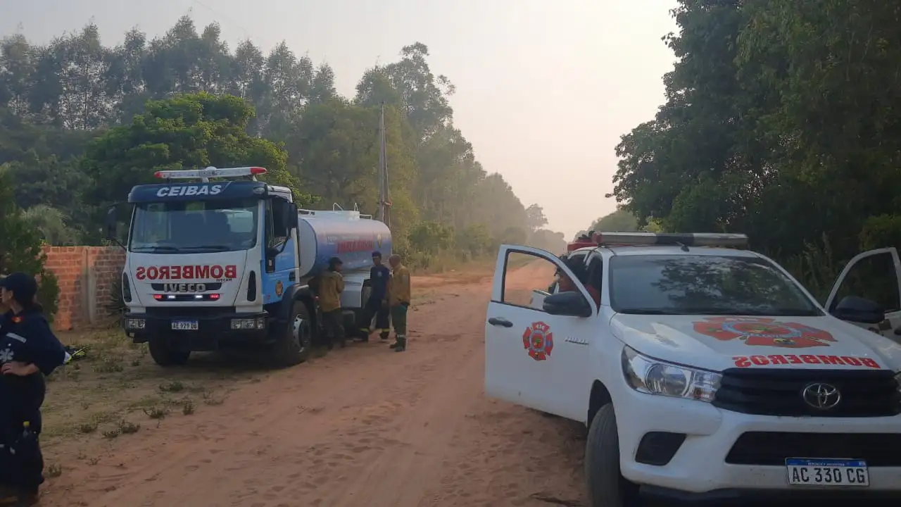 Brigadistas forestales de Ceibas combaten incendios en Corrientes y Misiones