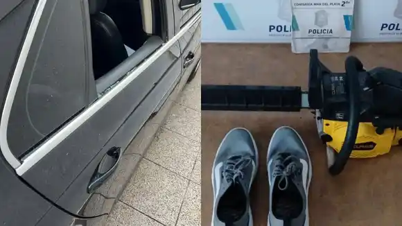 Robo en el centro: rompieron el vidrio de un auto y huyeron con una motosierra