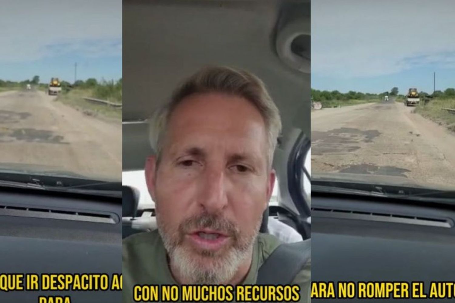 “Despacito para no romper el auto”, dice Frigerio al transitar la ruta que despertó la bronca del “Kun” Agüero