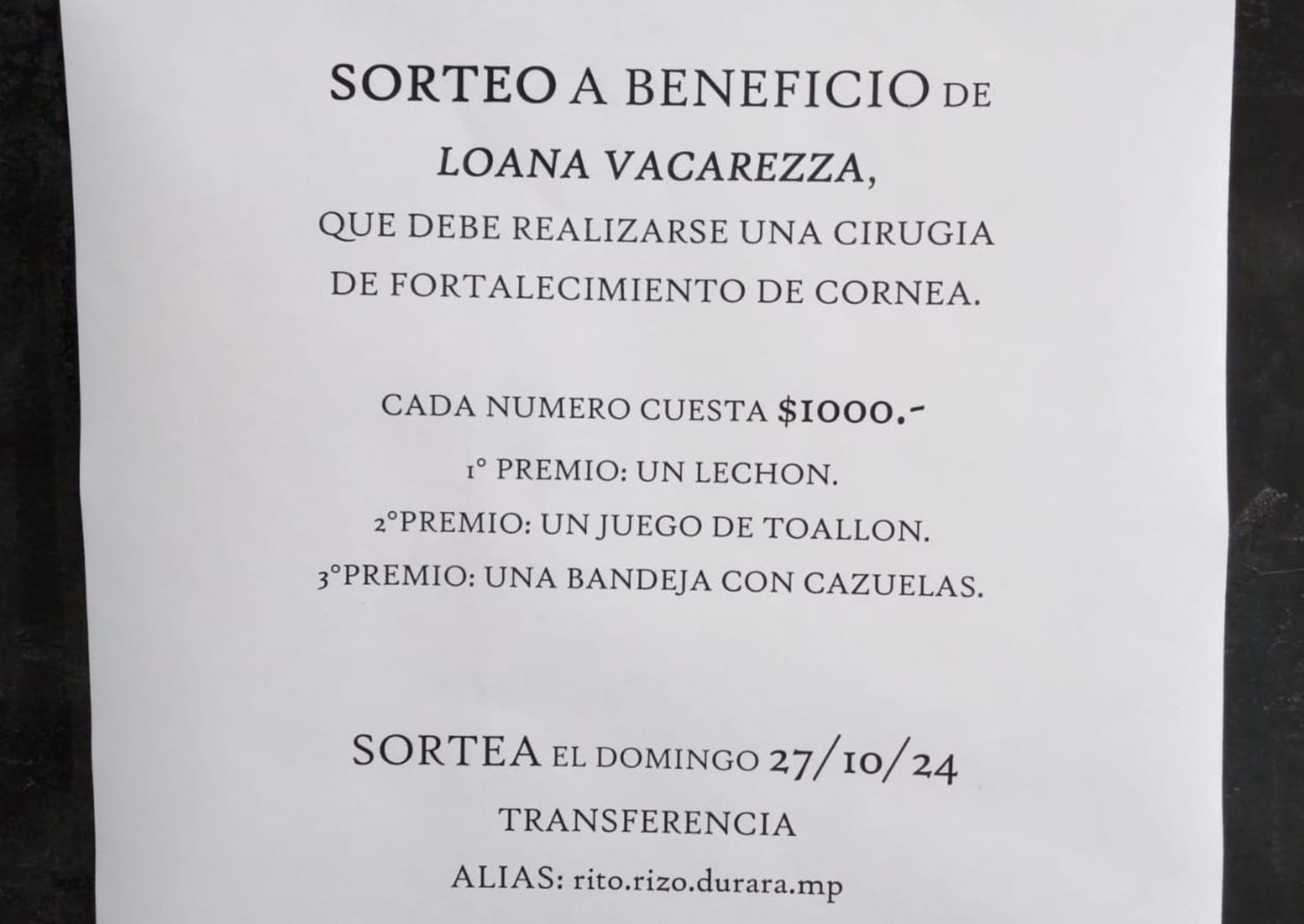 Rifa solidaria para Loana