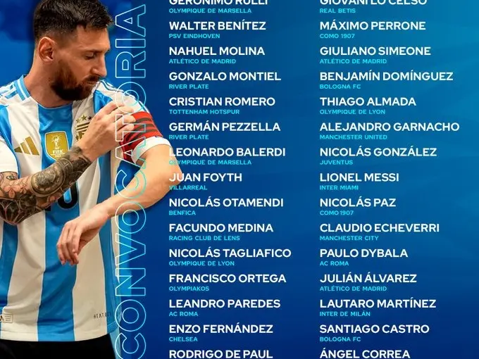 La Prelista de convocados para la doble fecha de Eliminatorias ante Uruguay y Brasil.Foto:@Argentina
