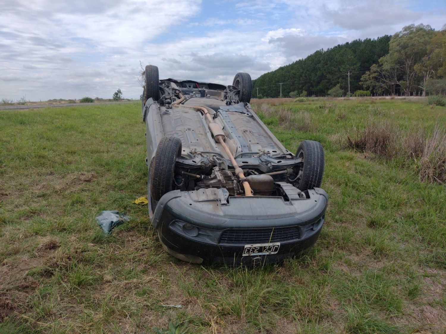 Un auto chocó contra un perro y volcó en la ruta 12