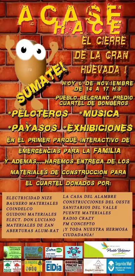 La “Huevada” logró reunir más de 2 mil ladrillos y materiales de construcción