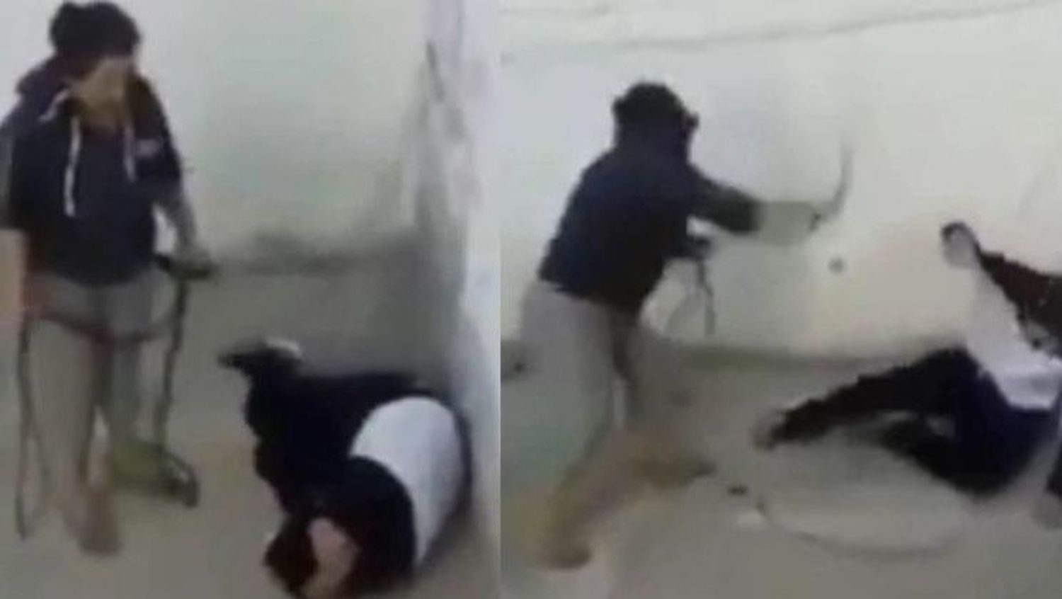 Graban a una mujer azotando a su hijo de 17 años con un cable