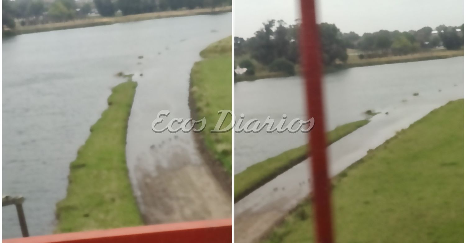 Río desbordado. Visto desde el Puente Colgante