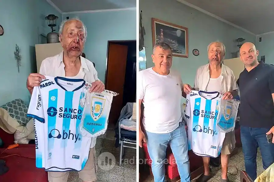 Ismael junto a dos dirigentes de Atlético de Rafaela